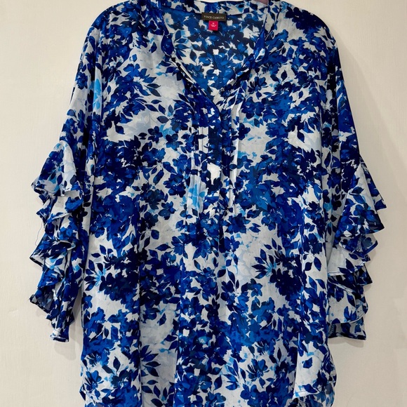 Vince Camuto Blue Floral Blouse - Picture 1 of 2